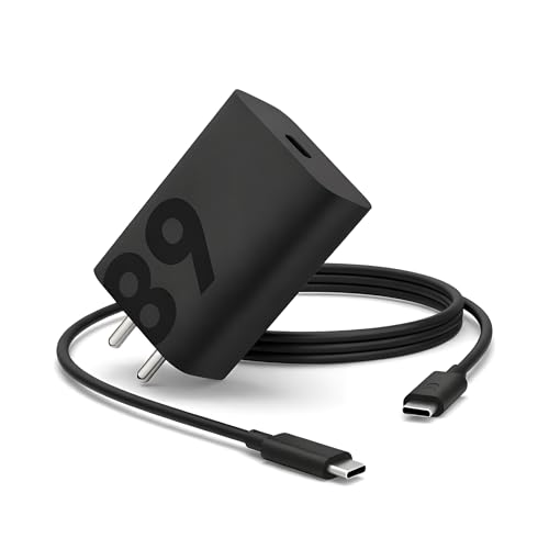 Image of 68W Turbo Fast Charger with 1m USB-C to USB-C Cable Compatible for Moto Edge 30 /40 /50 Series & Moto G Series Smartphones, Black with 6 Months Warranty.