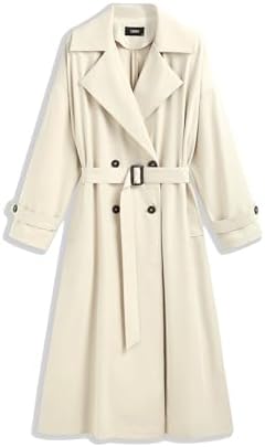 CIDER Oversized Solid Collar Long Trench Coat With Belt