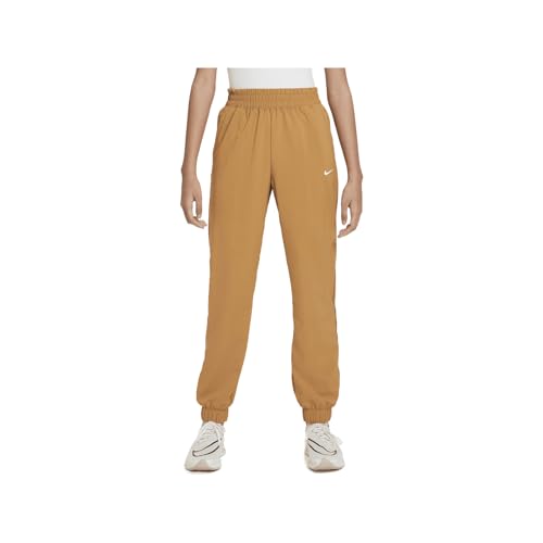 Nike Dri-FIT One Big Kids' (Girls') Woven Training Pants (FD2857-224, Flax/White) Size X-Large