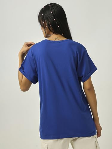 Image of Bewakoof Women's Graphic Printed 100% Cotton T-Shirt - Boyfriend Fit, Round Neck, Half Sleeve