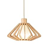1 luz durante la lámpara para la isla de la cocina, dormitorio, comedor, entrada, hogar, lámpara de araña de madera de estilo japonés, lámpara colgante de madera rústica, madera de 45 x 45 cm (18 x