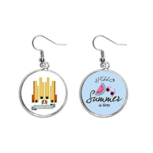 Pendientes de sandía Singapur Suntec City joyería de verano para lóbulo