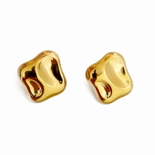 14K gold plated chunky alloy stud earrings for women trendy statement earring for jewelry gifs