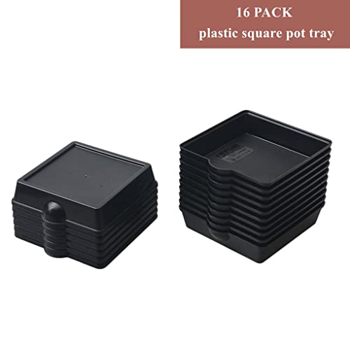 Bangqiao 16 Pack 3.20 Inch Plastic Square Plant Pot Saucer Tray For Indoor And Outdoor Plants, Black #TOP6