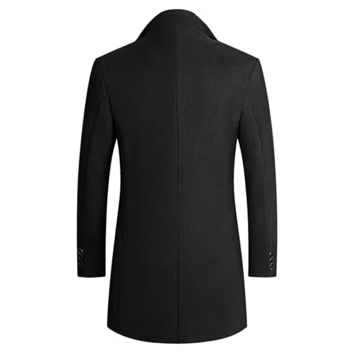 Image of Lu's Chic Men's Single Breasted Trench Coat Button Down Overcoat Warm Dress Pea Coats