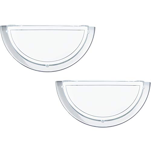 Loops 2 Pack - Wall Light-Colour Chrome-Shade White Clear Glass Painted-Bulb E27-1x60W - Indoor Interior Lounge Dining Hallway Mounted Sconce Modern