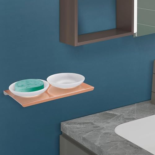 Image of Plantex (Primax) Stainless Steel Double Soap Dish /Soap Holder /Soap Stand /Bathroom Accessories - Wall Mount (Rose Gold-Matt)