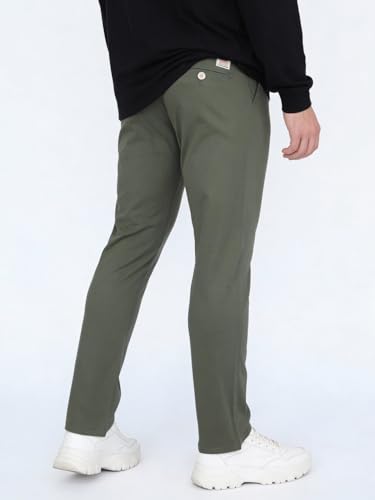 Image of Urbano Fashion Men's Straight Fit Mid Rise Cotton Casual Chinos Trousers Stretch