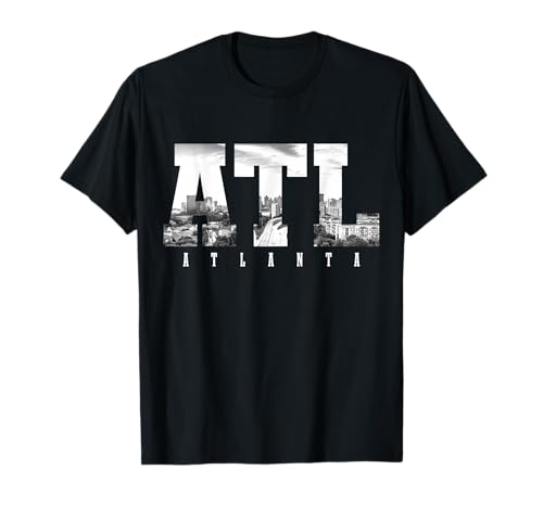 ATL Atlanta Skyline Pride Black & White Vintage Georgia T-Shirt