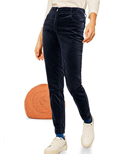 Samthose Slim Fit High Waist Slim Legs Baumwollhose