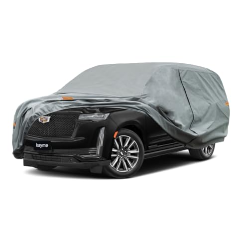 Image of Kayme Heavy Duty SUV Car Cover Custom Fit Cadillac Escalade SWB Waterproof All Weather for Automobiles, Full Exterior Covers Sun Rain UV Protection.（Deliver About 3-10 Days）