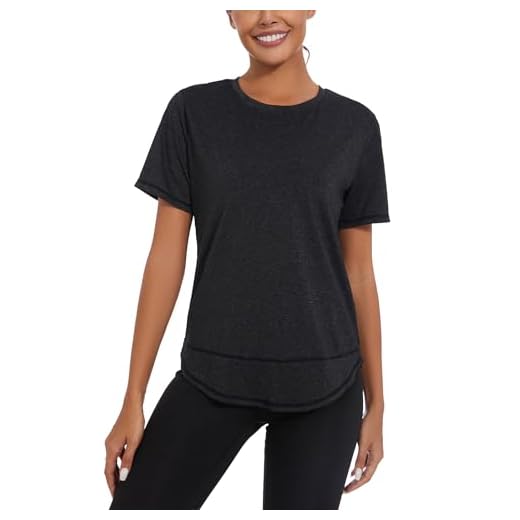 Litherday Camiseta Deportiva Manga Corta Mujer Camisetas Deporte Mujer Suelta para Yoga Fitness Top Ropa Entrenamiento Atlético, Verano, Secado Rápido Cuello Redondo