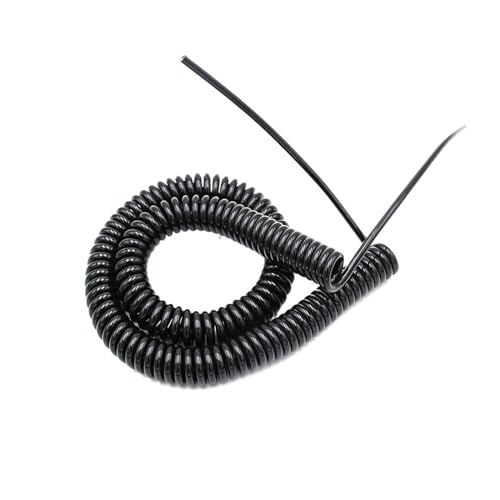 Cable espiral telescópico negro de alta flexibilidad con longitud extendida hasta 7,5 metros