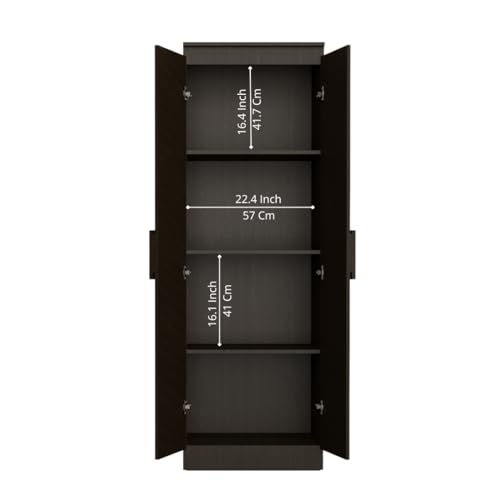 Image of Amazon Brand - Solimo Duo XS Engineered Wood 2 Door Wardrobe for Bedroom | Compact Clothes Storage Cabinet with Multiple Shelves | Space Saving Cupboard | 1 Year Warranty - Wenge