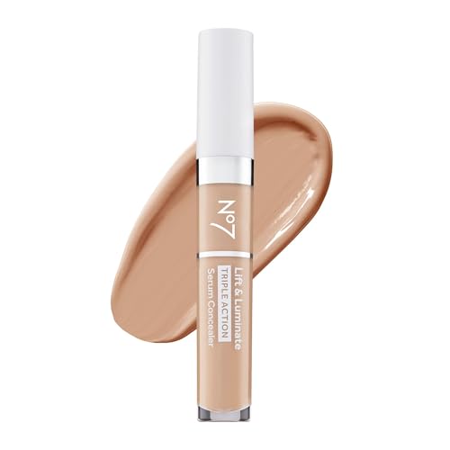 No7 Lift & Luminate Triple Action Serum Concealer - Light - Anti Aging Liquid Concealer Makeup for Blemishes & Dark Circles - Medium to Full Coverage Concealer for Face (8ml)