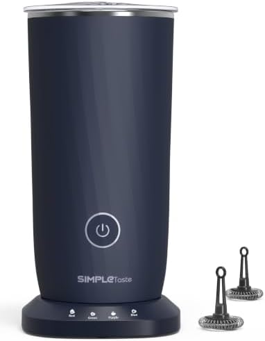 SIMPLETASTE Milchaufschäumer Elektrisch 4-in-1 | Heißer & kalter Milchschaum, mit Ersatzquirl, Milch erhitzen, Kakao, Antihaftbeschichtung, Automatisch, Leise, BPA-frei
