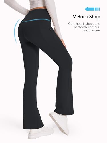 SEVEGO Tall Women's 32/34/36 Fleece Lined Flare Leggings Water Resistant Winter Thermal Bell Bottom Yoga Pants 3 Pockets4