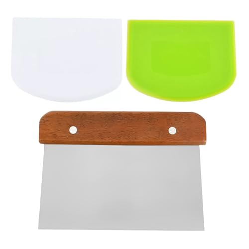 ROKZELT Espátula Cocina, 3 Unidades, Acero Inoxidable, Rasqueta Cocina, Cortador Masa, Recoge Verduras, Herramienta Universal, Para Frutas, Vegetales, Hornear, Pizza, Dough