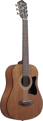 Image of Ibanez Mini Dreadnought Acoustic Guitar, Open Pore Natural, Compact Travel Guitar, Warm Natural Sound V44MINI-OPN