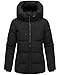 MARIKOO Damen Winterjacke warme Steppjacke mit verstellbarer Kapuze Kuscheltatze XVI Black Gr. L