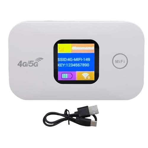 Hotspot Móvil 4G 5G LTE, Router WiFi con Pantalla LED de Alta Velocidad a 300Mbps con Ranura SIM, Conecta hasta 10 Dispositivos, Hotspot WiFi Portátil para Viajes Camping Juegos