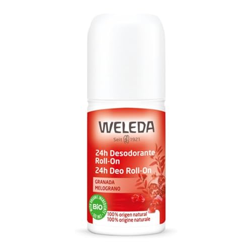 Weleda -Desodorante Roll-On de Granada, Neutraliza y Previene los Olores Corporales Desagradables, 24 Horas de Protección, 100% Natural, Sin Sales de Aluminio, Aroma Sensual y Femenino, Vegano - 50 ml