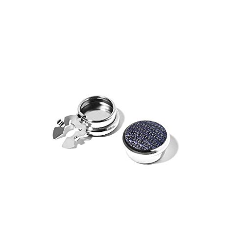 BRERA67 Cubre Botones y Gemelos para Camisa de Hombre, Made in Italy - Button Cover para Boda, Azul y Gris - Plata, Complementos Elegantes y Originales para Caballero