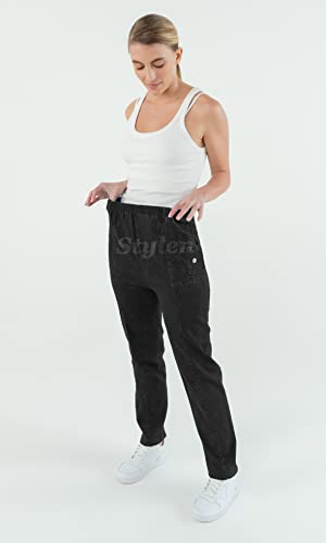 URBAN STITCH Women Jeans Ladies Stretch Trousers High Waist Rise Elasticated Pull On Straight Leg Denim Soft Pants Plus Size Casual Wear - Image 5