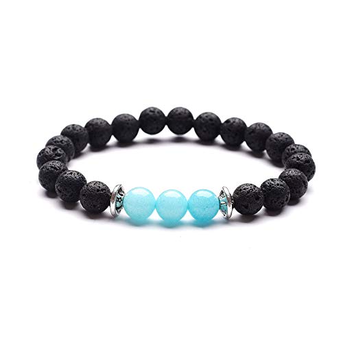 Bracelet en pierre naturelle volcanique 8mm et amazonite pour couple