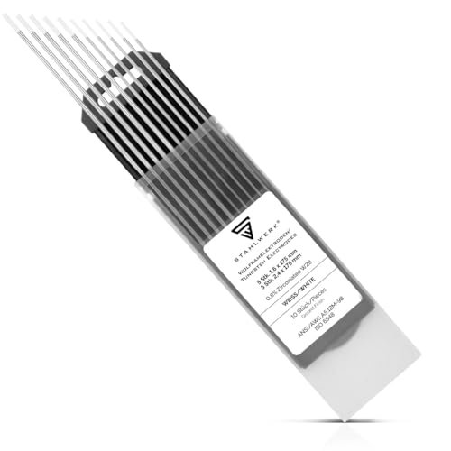 STAHLWERK Wolframelektroden WIG Ø 1,6 x 175 mm und Ø 2,4 x 175 mm – WZ8 Weiß – je 5 Stück im 10er Pack, Schweißelektroden, langlebig, stabil und belastbar, universell für alle gängigen WIG-Geräte