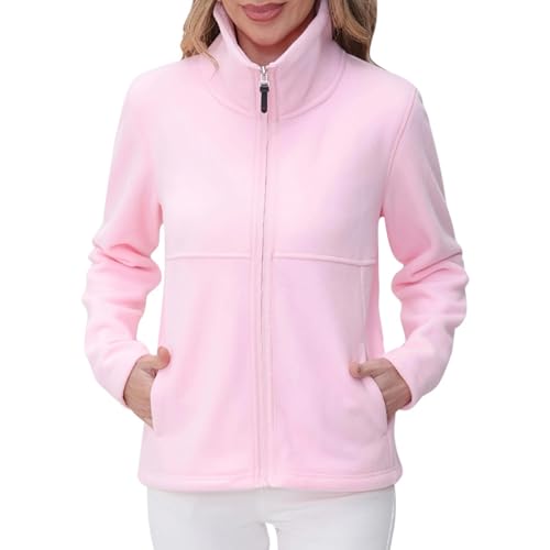 HBER Women's Polar Fleece Jacket Autumn Winter Casual Full Zip Lightweight Long Sleeve Coat with Pockets2