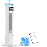 SOTCAR 冷風扇 冷風扇風機 【スリムタワー型 ダブル水タンク】加湿機能 雰囲気タイト 強力冷風 スポットクーラー 冷房 冷風機 4L大容量 3段階風量切替 左右首振り 24H切タイマー 氷入れ リモコン遠隔操作 空気清浄 移動便利 熱中症対策 65w省エネ 置き型クーラー 強力 人気 業務&家庭用 台所 キチン オフィス PSE認証済 日本語説明書（Ice crystal box付き）