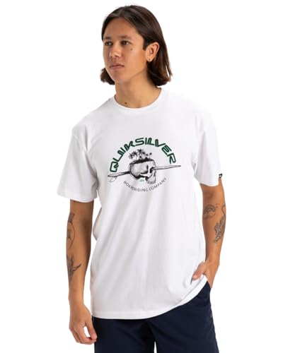 Quiksilver, Skull Lines Camiseta de Manga Corta, Hombres, M, White