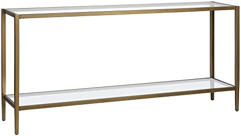 Henn&Hart 64" Wide Rectangular Console Table with Glass Shelf in ...