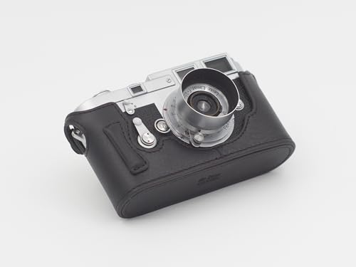 Funda media de cuero marrón oscuro para cámaras Leica M3 antiguas miniatura 3