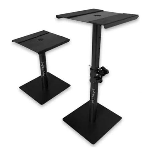 Image of Softline Pro Desktop Studio Monitor Speaker Stand Square Base Tabletop Stand Anti-Vibration Foam Pads Fits 4 inch-8 inch Speakers Heavy Duty 15 Kg Load Capacity - SP 902 T (Single)