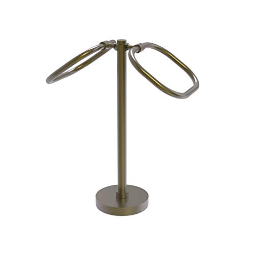 Allied Brass TB-20 Two Ring Oval Guest Towel Holder, Antique Brass
