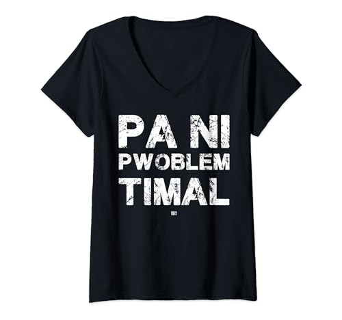 Photo de Femme Pa ni Pwoblem Timal - Kreyol Sat T-Shirt avec Col en V