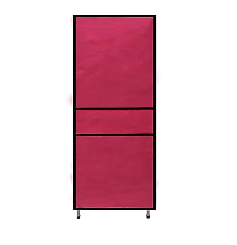 Image of Multi Utility 4 Layer Shelf Collapsible Metal Pipes with Non-Woven 100GSM Fabric Cover for Shoe /Cloth /Toy /Books Rack (Maroon, Metal)