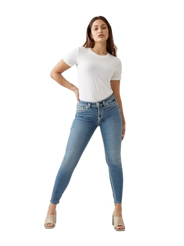 True Religion Women's Halle Mid Rise Skinny Super T Jean