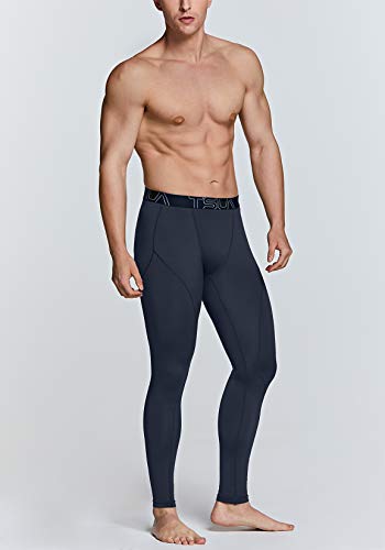 Calça masculina de compressão térmica TSLA, leggings esportivas e calças de corrida, calça de camada