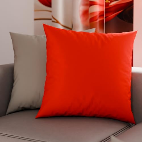 PETTI Artigiani Italiani - Lot de 2 Taies d'oreiller de Lit 30x30 cm, Housses de Coussin Unies Double Face Rouge et Gris, Taie Oreiller 100% Microfibre,...