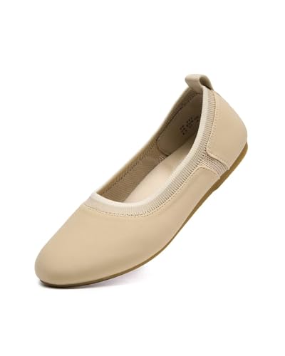 Women's Ballet Flats Shoes Comfortable Round Toe Knit Flats Casual Ballerina Dress Walking Office Slip-on Shoes