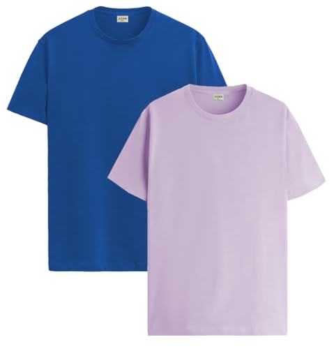 Image of ADRO Men's Cotton Regular Fit Combo Plain Solid T-Shirt Pack of 2