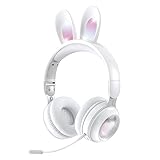 Xmenha Kids Wireless Bluetooth Cat Ear Headphones with Mic, Kawaii Light-up, Noise Cancelling for Kids Teens