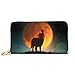 Produktbild JHGFG Mode Handtasche Reißverschluss Brieftasche Digitale Illustration Kunst Malerei Wolf Heulend Telefon Kupplung Geldbörse Abendkupplung Blockieren Leder Brieftasche Multi Card O.