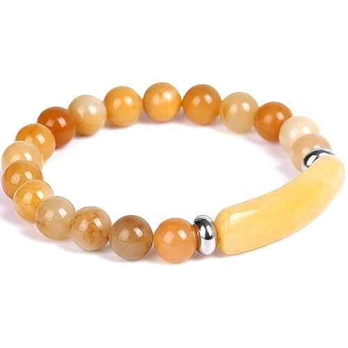 SREFGAS Topas Armband für Damen Women 0 G Echte Steine Armband Hellgelb Edelstein Armbänder Gemstone Schmuck Beaded Bracelets 1 stk