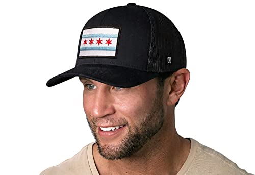 Haka Chicago Flag Hat – Chicago Trucker Hat For Men & Women, Adjustable Baseball Cap, Mesh Snapback, Outdoor Golf Hat - Black #TOP2