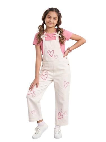 Image of KiddoPanti Girls Denim Dungaree Pant | Cotton Blend Stretch Jumpsuit | Single Front Pocket | Stylish Casual Kids Dungaree | Comfortable Everyday Wear 1-14 Years