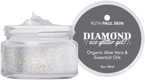 Silver Face, Body Glitter Gel: for Women & Girls | Biodegradable Glitter Body Shimmer | Fine Glitter in Aloe Vera with Essential Oil | Body Makeup by Ruth Paul Skin 2oz Silver Diamond
